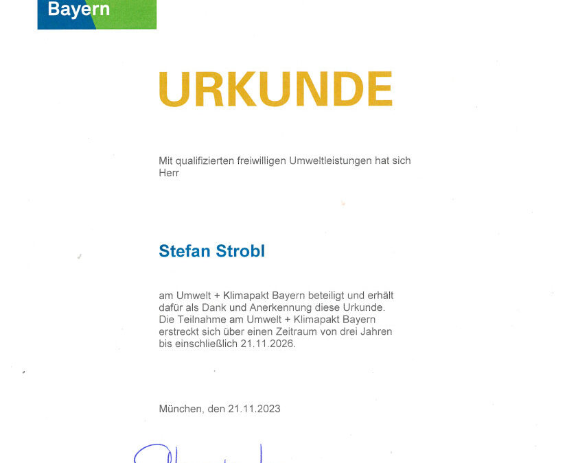Teilnahme am Umwelt- und Klimapakt Bayern